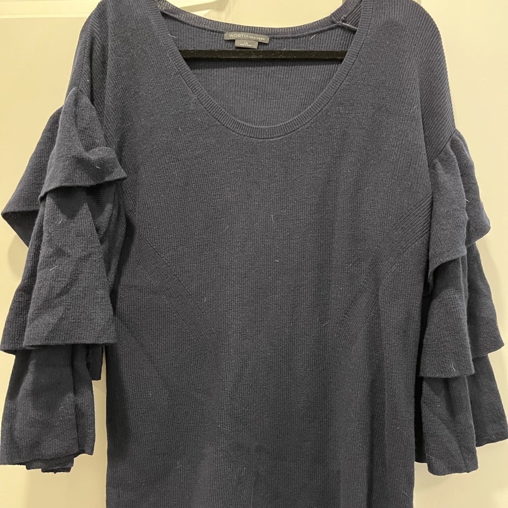 black ruffled sleeve sweater